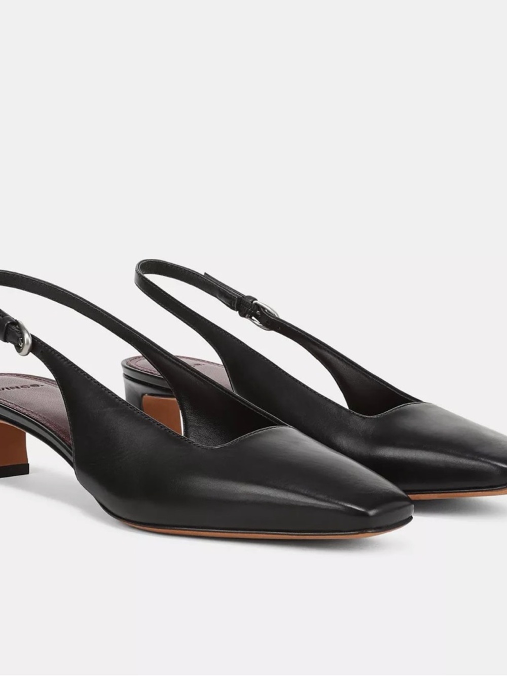 Vince Black Leather Pointed-Toe Slingback Heels